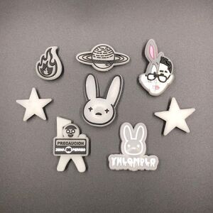 8pc Bad Bunny Shoe Charms For Croc Bracelet Shoe Wristband Glow In Dark NEW